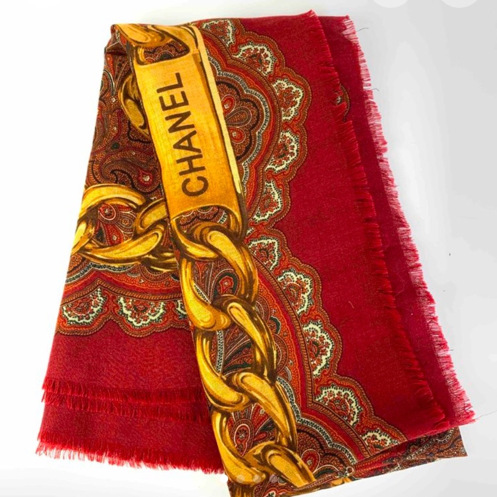 [SOLD] Vintage Chanel Scarf - Paisley & Chain motif